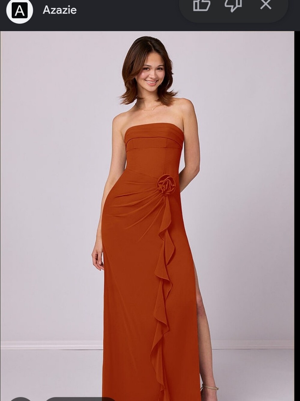 AZAZIE Strapless Paprika Chiffon Evening Dress Barbie Collab Limited Edition